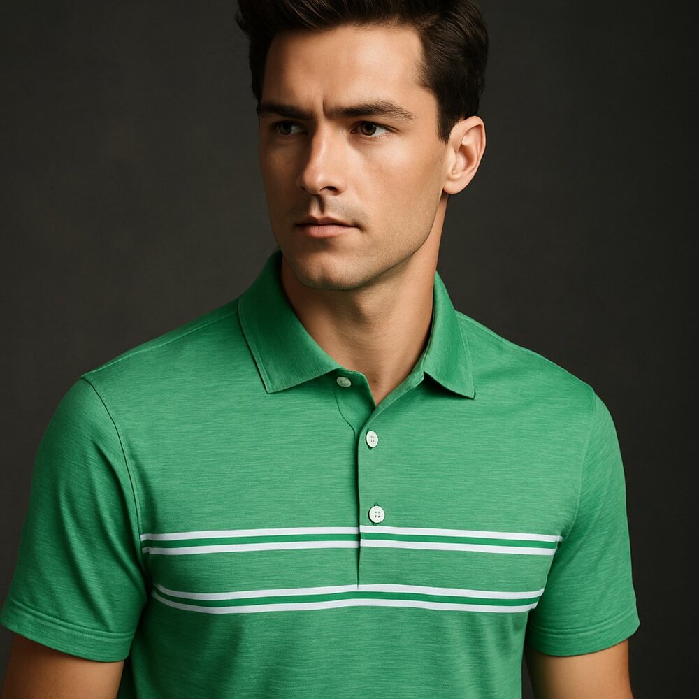 FootJoy Green Striped Performance Golf Polo - Size Small